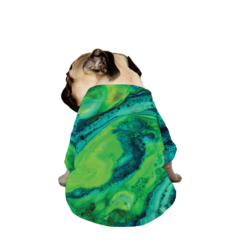 Turquoise And Green Acid Melt Print Dog Zip Up Jacket