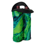 Turquoise And Green Acid Melt Print Double Neoprene Wine Tote