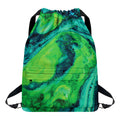 Turquoise And Green Acid Melt Print Drawstring Backpack
