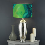 Turquoise And Green Acid Melt Print Drum Lamp Shade