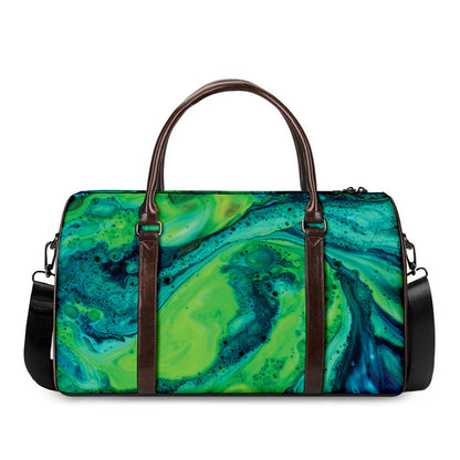 Turquoise And Green Acid Melt Print Duffle Bag