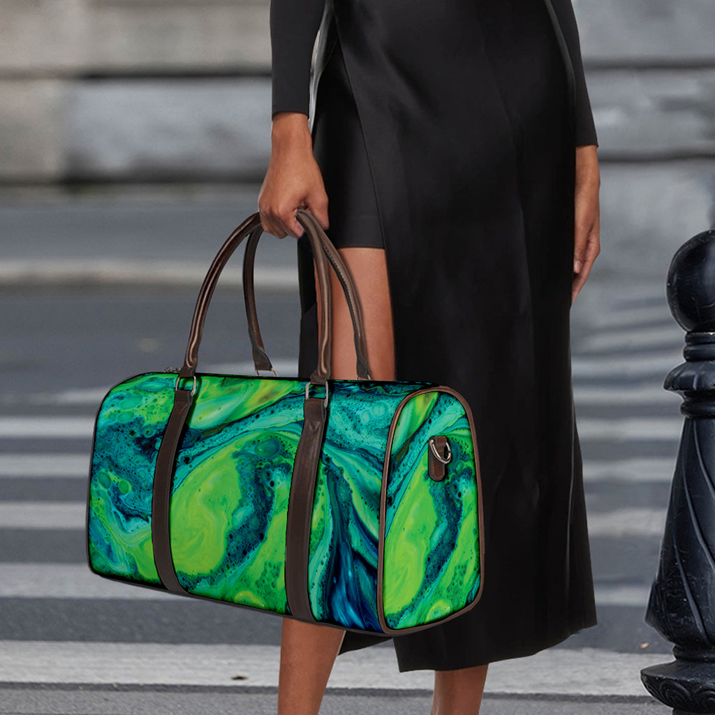 Turquoise And Green Acid Melt Print Duffle Bag