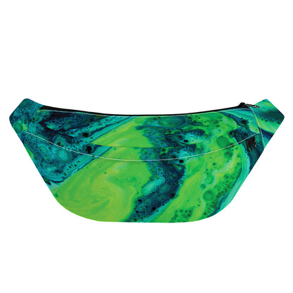 Turquoise And Green Acid Melt Print Fanny Pack
