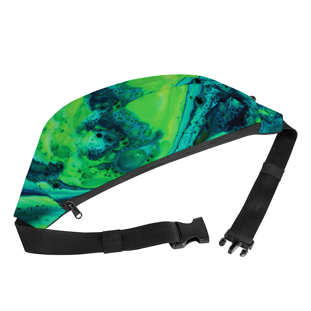 Turquoise And Green Acid Melt Print Fanny Pack
