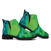 Turquoise And Green Acid Melt Print Flat Ankle Boots