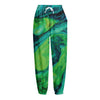 Turquoise And Green Acid Melt Print Fleece Lined Knit Pants