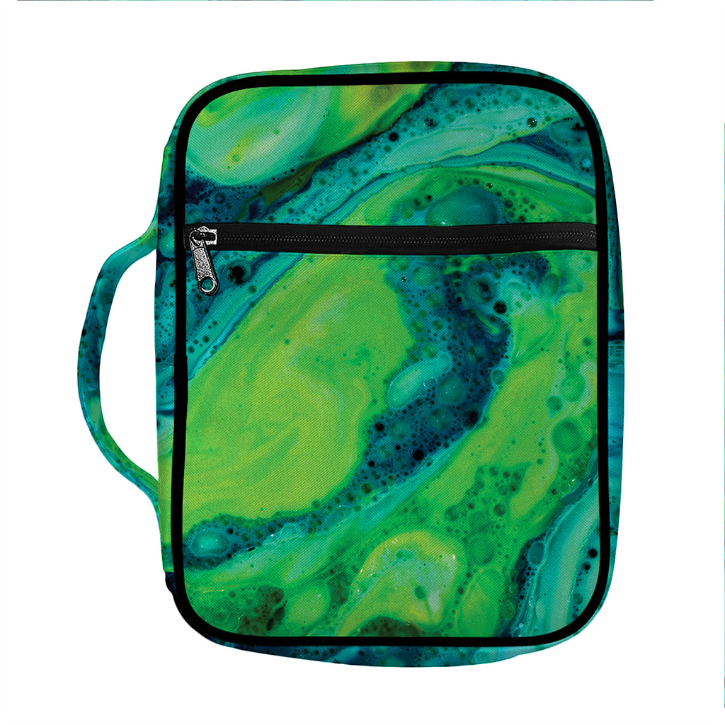 Turquoise And Green Acid Melt Print Front Pocket Bible Bag