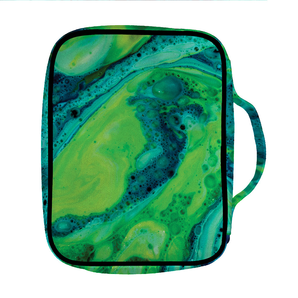 Turquoise And Green Acid Melt Print Front Pocket Bible Bag