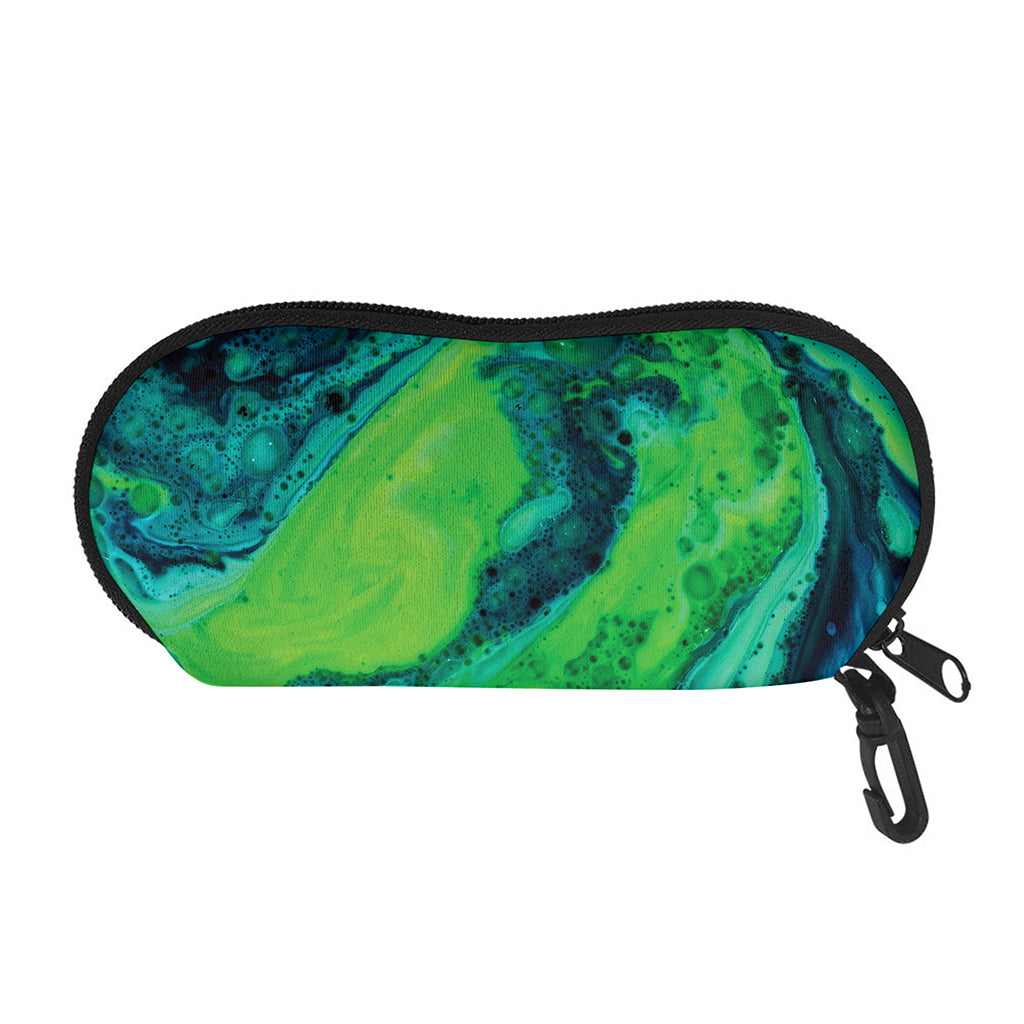 Turquoise And Green Acid Melt Print Glasses Case