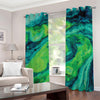 Turquoise And Green Acid Melt Print Grommet Curtains