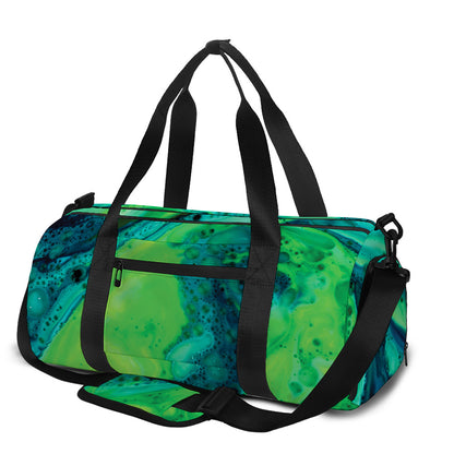 Turquoise And Green Acid Melt Print Gym Bag