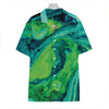 Turquoise And Green Acid Melt Print Hawaiian Shirt