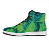 Turquoise And Green Acid Melt Print High Top Leather Sneakers