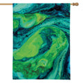 Turquoise And Green Acid Melt Print House Flag