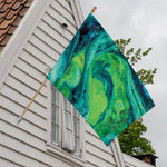 Turquoise And Green Acid Melt Print House Flag