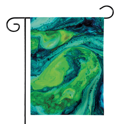 Turquoise And Green Acid Melt Print House Flag
