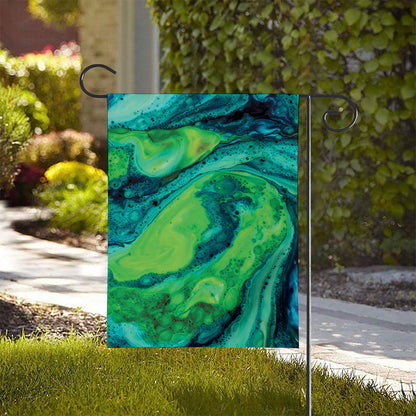 Turquoise And Green Acid Melt Print House Flag