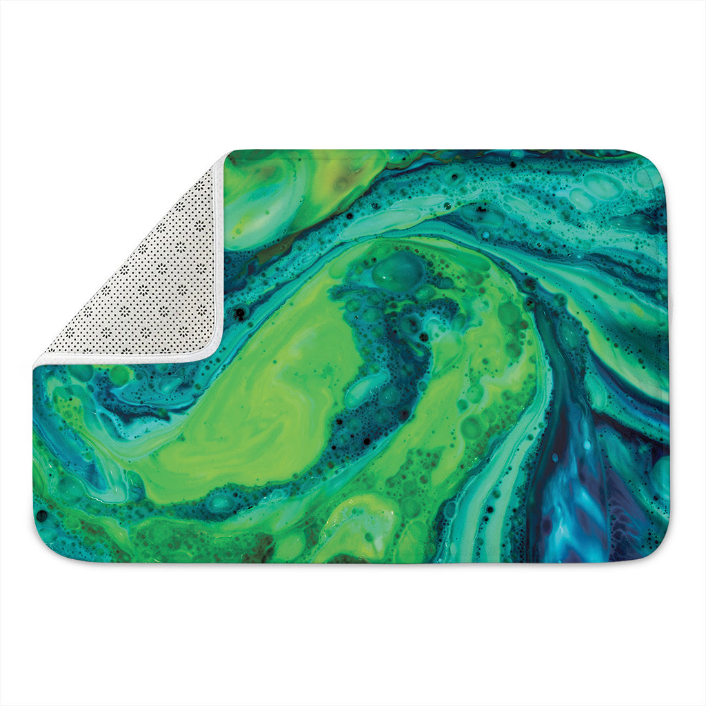 Turquoise And Green Acid Melt Print Indoor Door Mat