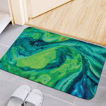 Turquoise And Green Acid Melt Print Indoor Door Mat