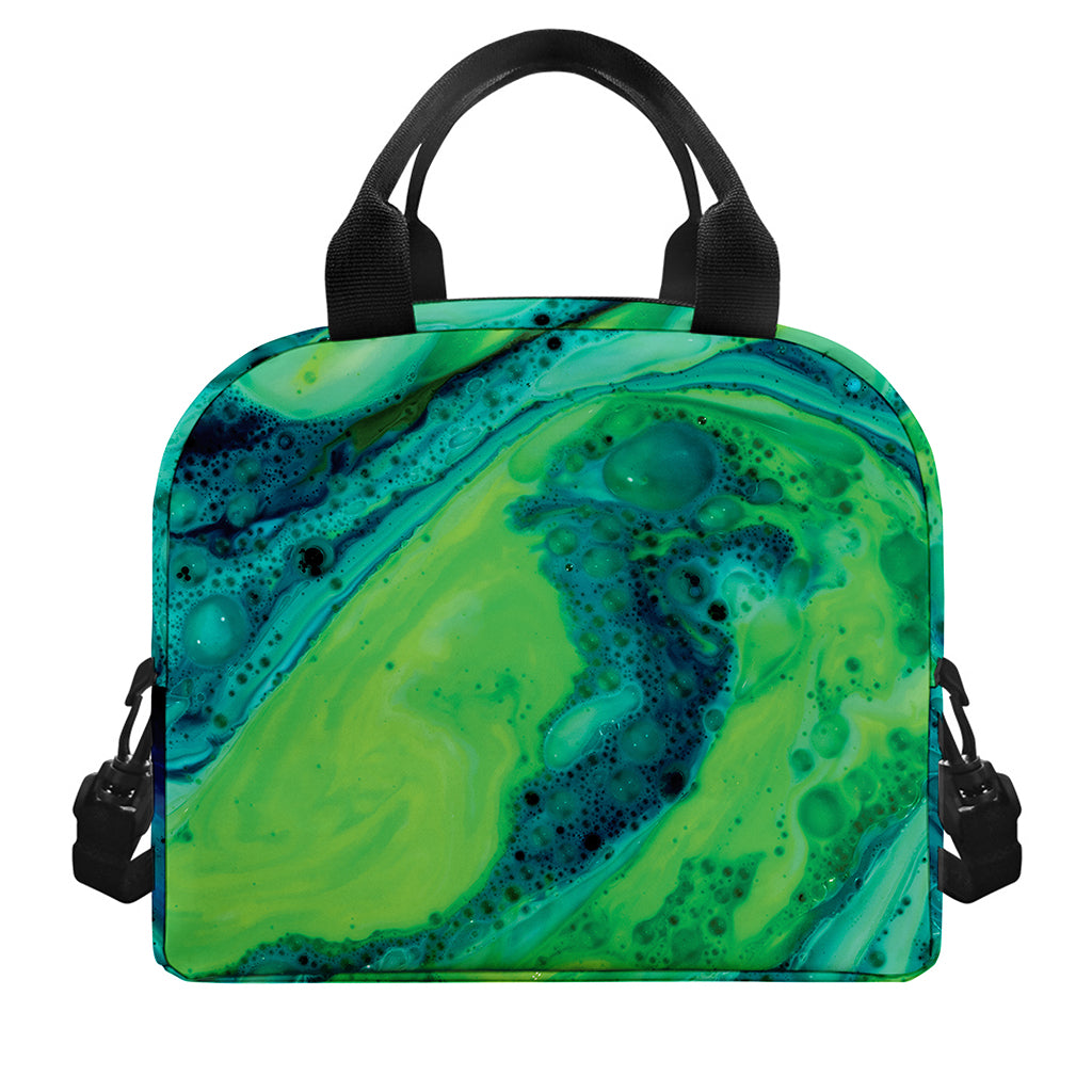 Turquoise And Green Acid Melt Print Insulated Lunch Bag