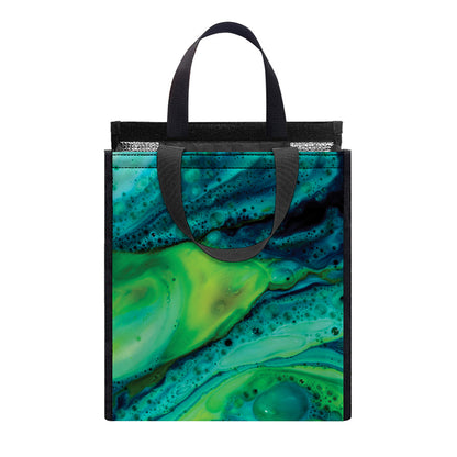Turquoise And Green Acid Melt Print Insulated Lunch Tote