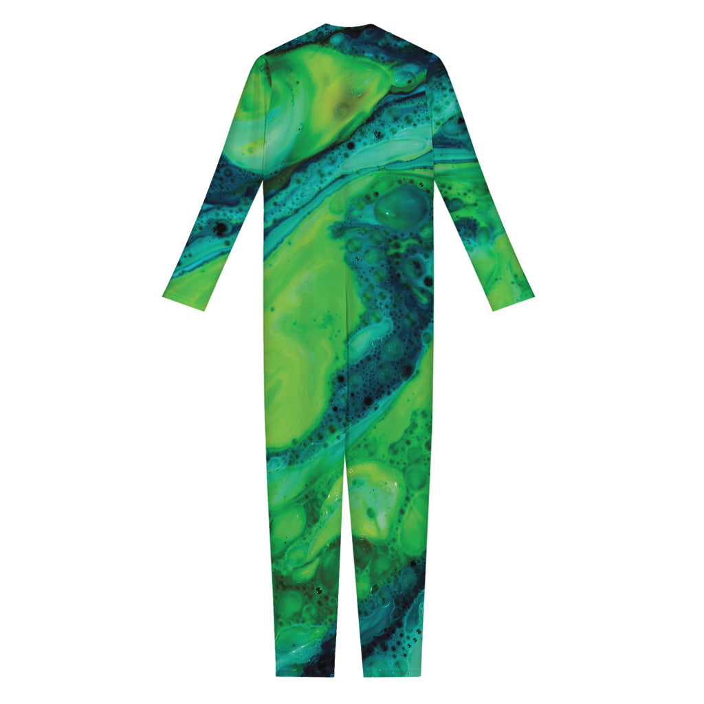 Turquoise And Green Acid Melt Print Jumpsuit