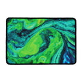 Turquoise And Green Acid Melt Print Kitchen Mat