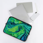 Turquoise And Green Acid Melt Print Laptop Sleeve