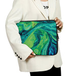 Turquoise And Green Acid Melt Print Laptop Sleeve
