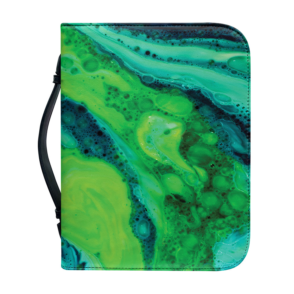 Turquoise And Green Acid Melt Print Leather Bible Cover