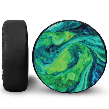 Turquoise And Green Acid Melt Print Leather Spare Tire Cover