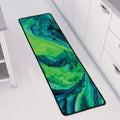 Turquoise And Green Acid Melt Print Long Kitchen Mat