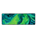 Turquoise And Green Acid Melt Print Long Kitchen Mat