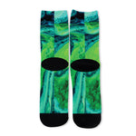 Turquoise And Green Acid Melt Print Long Socks