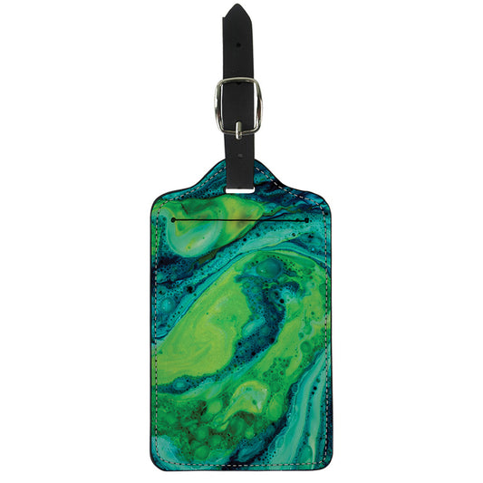 Turquoise And Green Acid Melt Print Luggage Tag