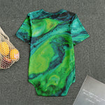 Turquoise And Green Acid Melt Print Men's Bodysuit