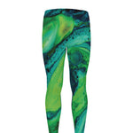 Turquoise And Green Acid Melt Print Men's leggings