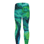 Turquoise And Green Acid Melt Print Men's leggings