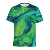 Turquoise And Green Acid Melt Print Men's Sports T-Shirt