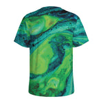 Turquoise And Green Acid Melt Print Men's Sports T-Shirt