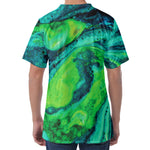 Turquoise And Green Acid Melt Print Men's Velvet T-Shirt