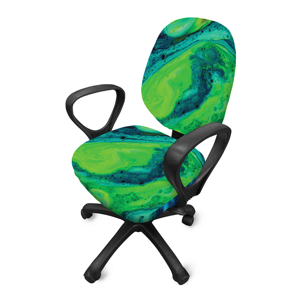 Turquoise And Green Acid Melt Print Office Chair Cover