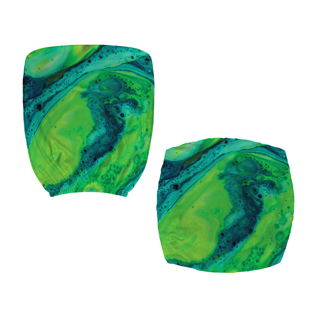 Turquoise And Green Acid Melt Print Office Chair Cover