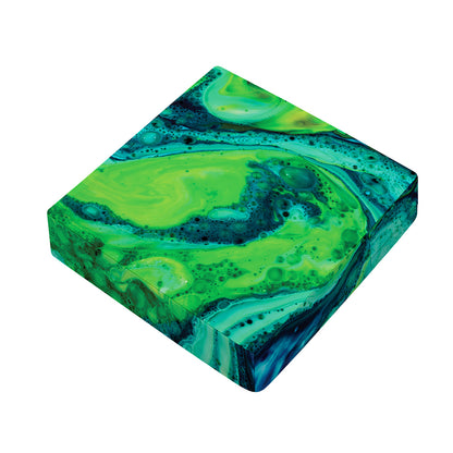 Turquoise And Green Acid Melt Print Outdoor Seat Cushion Cover