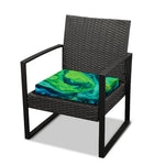Turquoise And Green Acid Melt Print Outdoor Seat Cushion Cover