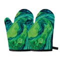 Turquoise And Green Acid Melt Print Oven Mitts