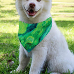 Turquoise And Green Acid Melt Print Over The Collar Dog Bandana