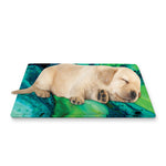 Turquoise And Green Acid Melt Print Pet Cooling Mat Cover
