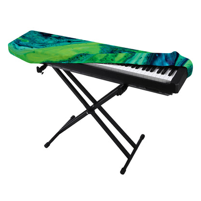 Turquoise And Green Acid Melt Print Piano Keyboard Cover