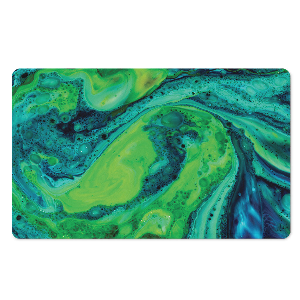 Turquoise And Green Acid Melt Print Polyester Doormat